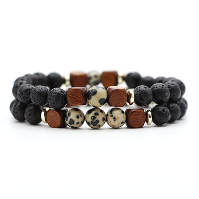 Pulsera de Piedra Volcánica Lava y Ojo de Tigre - Image 11