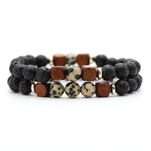 Pulsera de Piedra Volcánica Lava y Ojo de Tigre - Image 11