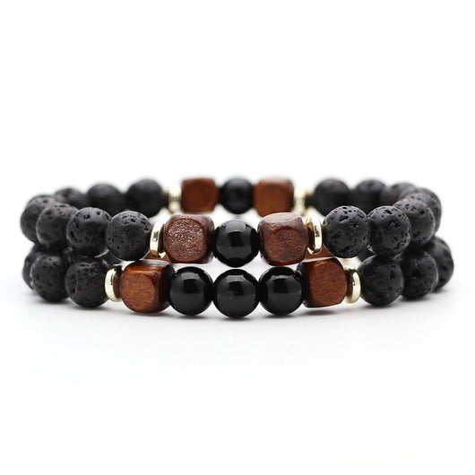 Pulsera de Piedra Volcánica Lava y Ojo de Tigre - Image 14