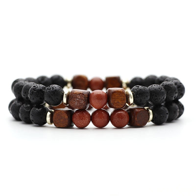 Pulsera de Piedra Volcánica Lava y Ojo de Tigre - Image 15