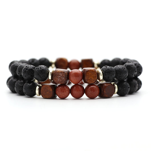Pulsera de Piedra Volcánica Lava y Ojo de Tigre - Image 15