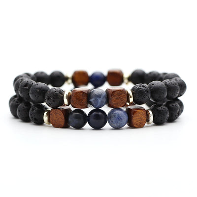 Pulsera de Piedra Volcánica Lava y Ojo de Tigre - Image 16
