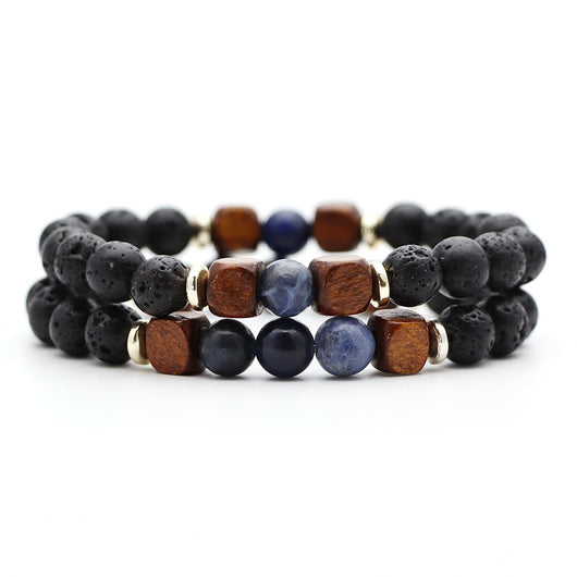Pulsera de Piedra Volcánica Lava y Ojo de Tigre - Image 16