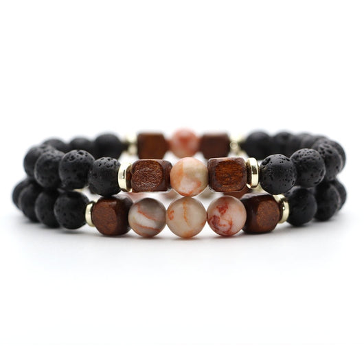 Pulsera de Piedra Volcánica Lava y Ojo de Tigre - Image 19