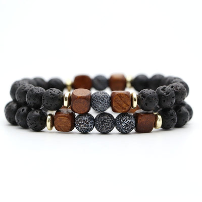 Pulsera de Piedra Volcánica Lava y Ojo de Tigre - Image 20