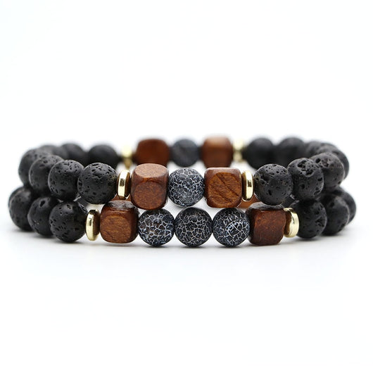 Pulsera de Piedra Volcánica Lava y Ojo de Tigre - Image 20