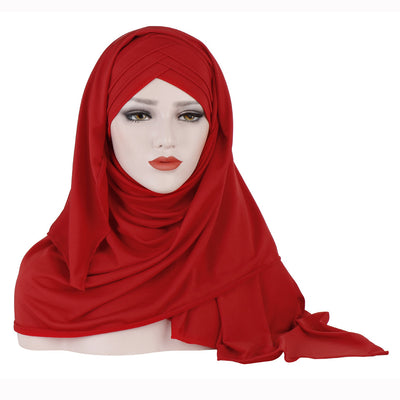 Hijab Elegante de Seda Monócromo con Parche para Damas Musulmanas - Image 2
