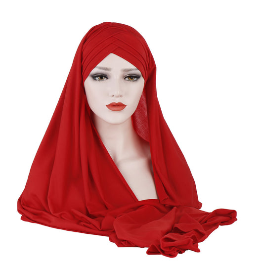 Hijab Elegante de Seda Monócromo con Parche para Damas Musulmanas - Image 8