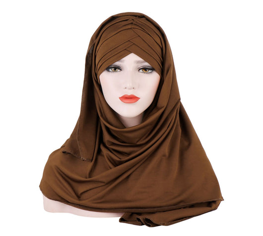 Hijab Elegante de Seda Monócromo con Parche para Damas Musulmanas - Image 10