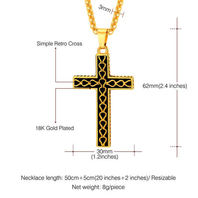 Collar Cruz Vintage Acero Inoxidable 316L Dorado para Hombre - Joyería Cristiana Negra - Image 8