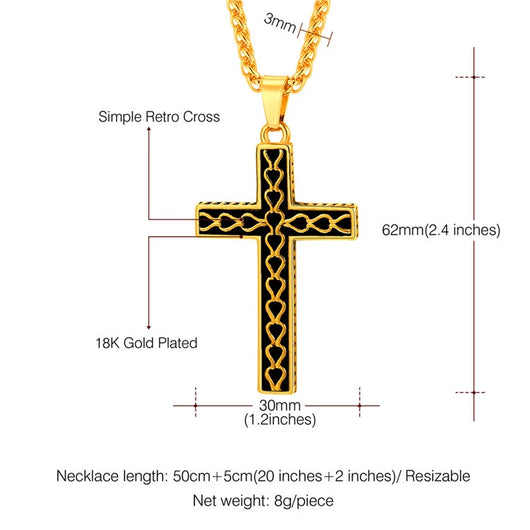 Collar Cruz Vintage Acero Inoxidable 316L Dorado para Hombre - Joyería Cristiana Negra - Image 8