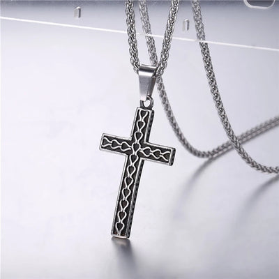 Collar Cruz Vintage Acero Inoxidable 316L Dorado para Hombre - Joyería Cristiana Negra - Image 12