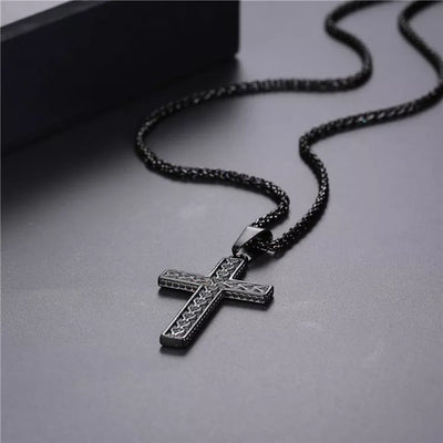 Collar Cruz Vintage Acero Inoxidable 316L Dorado para Hombre - Joyería Cristiana Negra - Image 13