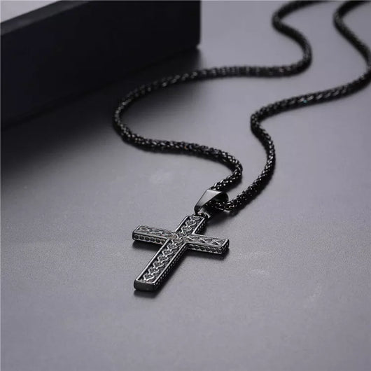 Collar Cruz Vintage Acero Inoxidable 316L Dorado para Hombre - Joyería Cristiana Negra - Image 13