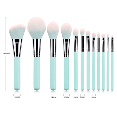 Set de 12 Brochas de Maquillaje Azul Claro - Image 16
