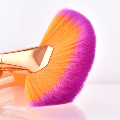 Set de 10 Brochas de Maquillaje Profesional Degradado Oro y Púrpura - Image 7