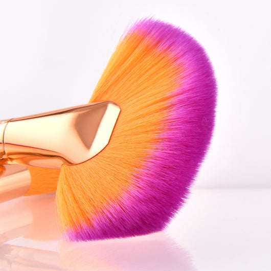Set de 10 Brochas de Maquillaje Profesional Degradado Oro y Púrpura - Image 7