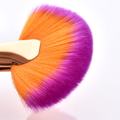 Set de 10 Brochas de Maquillaje Profesional Degradado Oro y Púrpura - Image 8
