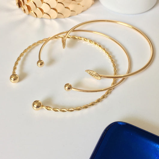 Pulsera de Tres Piezas con Hojas de Personalidad Simple - Image 7