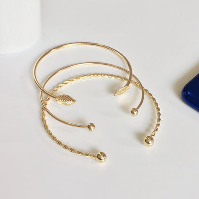 Pulsera de Tres Piezas con Hojas de Personalidad Simple - Image 8