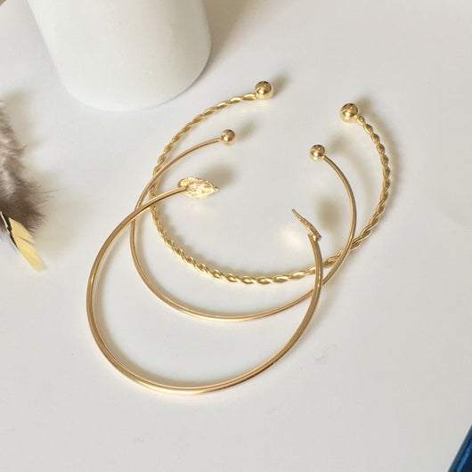 Pulsera de Tres Piezas con Hojas de Personalidad Simple - Image 9