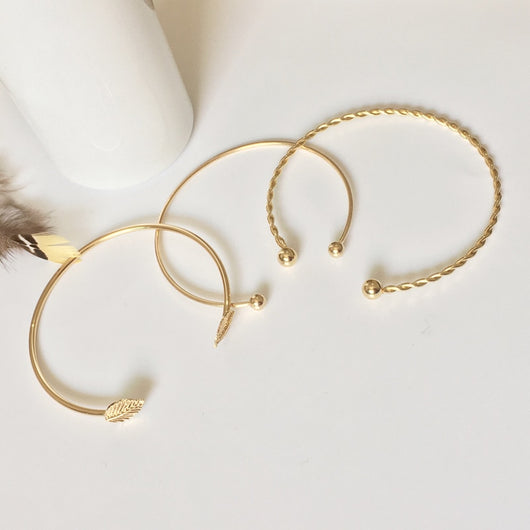 Pulsera de Tres Piezas con Hojas de Personalidad Simple - Image 10