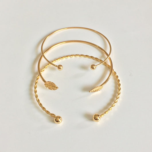 Pulsera de Tres Piezas con Hojas de Personalidad Simple - Image 11