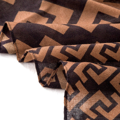 Pañuelo Largo Estampado a Mano en Algodón y Lino con Símbolos de Letras - Image 18