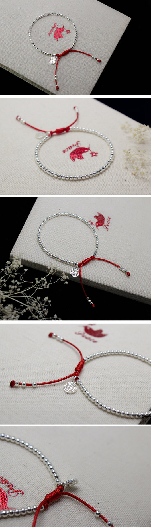 Pulsera de Plata Esterlina 925 con Cordón Rojo - Image 8