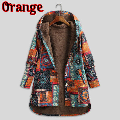 Chaqueta de Algodón Talla Grande con Estampado Floral Étnico Retro - Image 7