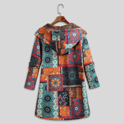 Chaqueta de Algodón Talla Grande con Estampado Floral Étnico Retro - Image 8