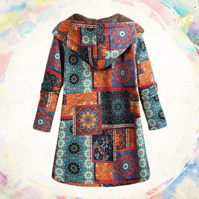 Chaqueta de Algodón Talla Grande con Estampado Floral Étnico Retro - Image 12