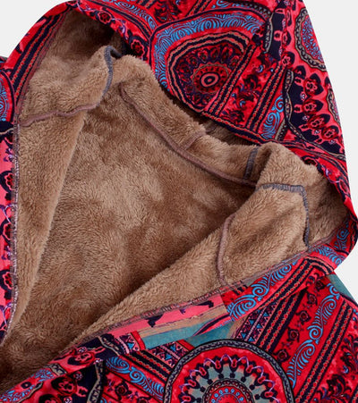 Chaqueta de Algodón Talla Grande con Estampado Floral Étnico Retro - Image 18