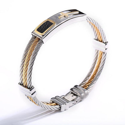 Pulsera Hombre 3 Filas Acero Inoxidable Cadena Cruz Punk Christian - Image 10