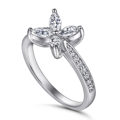 Anillo de Plata Esterlina 925 Gardenia con Circonita Ojo de Caballo para Mujer - Image 8