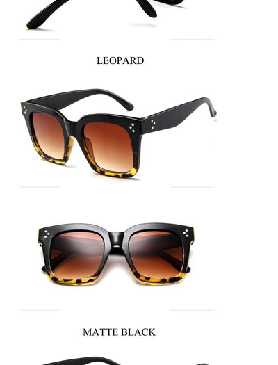 Matte black square-frame sunglasses with dark gray lenses and three white dot accents on each temple. - Image 3