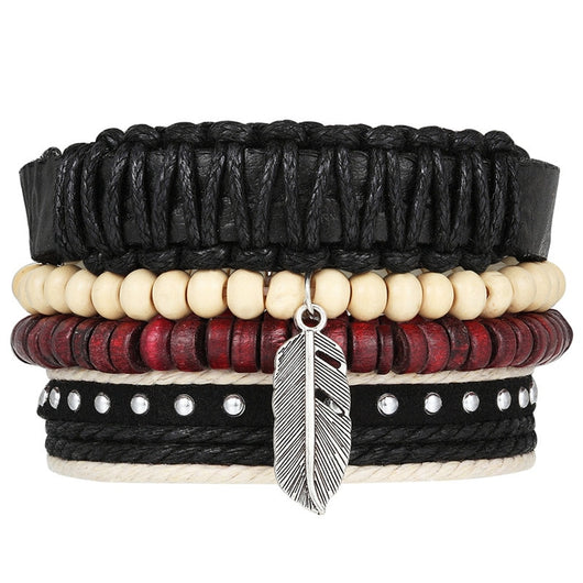 Pulseras de Cuero con Abalorios Artesanales - Image 45