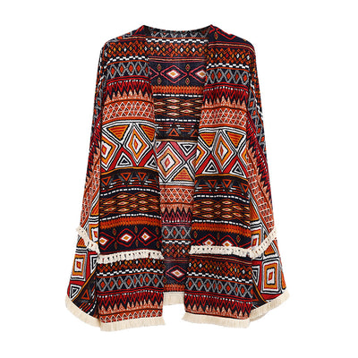 Cardigan Bohemio con Flecos y Estampado Artesanal - Image 11