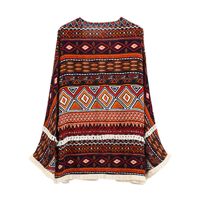 Cardigan Bohemio con Flecos y Estampado Artesanal - Image 12