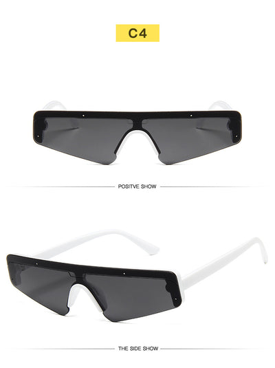 Brown mirror Siamese sport sunglasses with a flat top frame and gradient lenses, shown on a white background. - Image 23