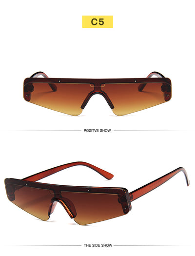 Brown mirror Siamese sport sunglasses with a flat top frame and gradient lenses, shown on a white background. - Image 24