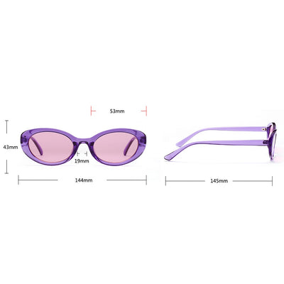 Translucent blue small frame oval sunglasses with light blue lenses on a white background. - Image 6