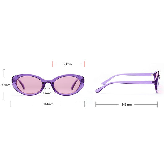 Translucent blue small frame oval sunglasses with light blue lenses on a white background. - Image 6