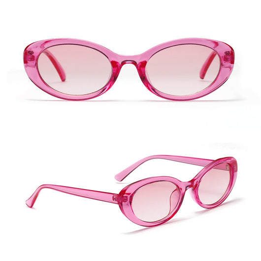Translucent blue small frame oval sunglasses with light blue lenses on a white background. - Image 10