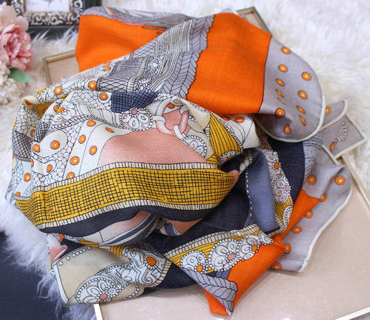 Pañoleta de seda y cachemira estampada vintage - Image 14