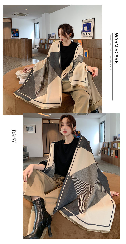 Bufanda Geométrica Reversible de Imitación Cashmere - Image 7