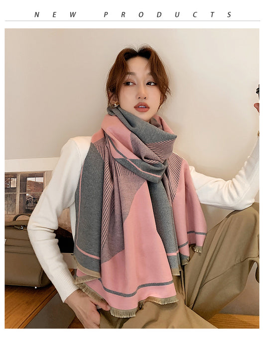 Bufanda Geométrica Reversible de Imitación Cashmere - Image 9