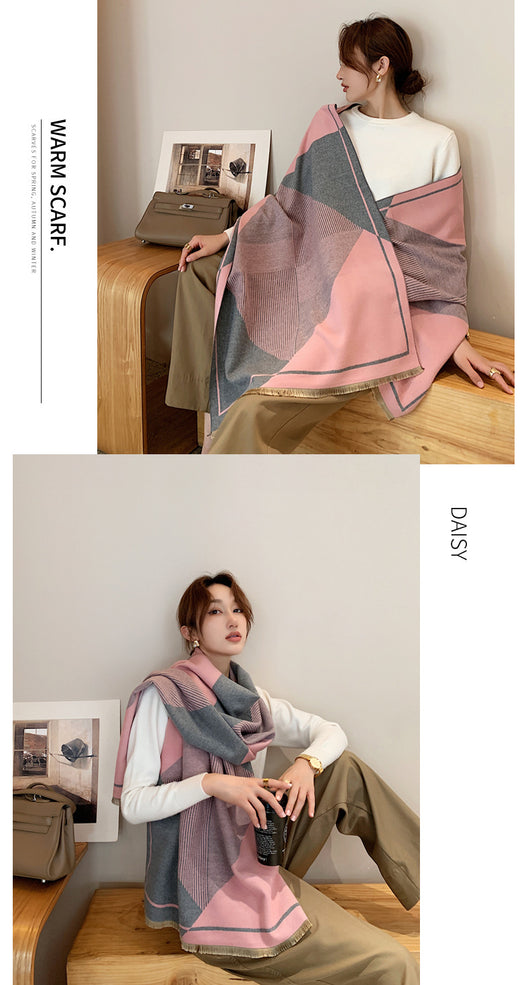 Bufanda Geométrica Reversible de Imitación Cashmere - Image 10