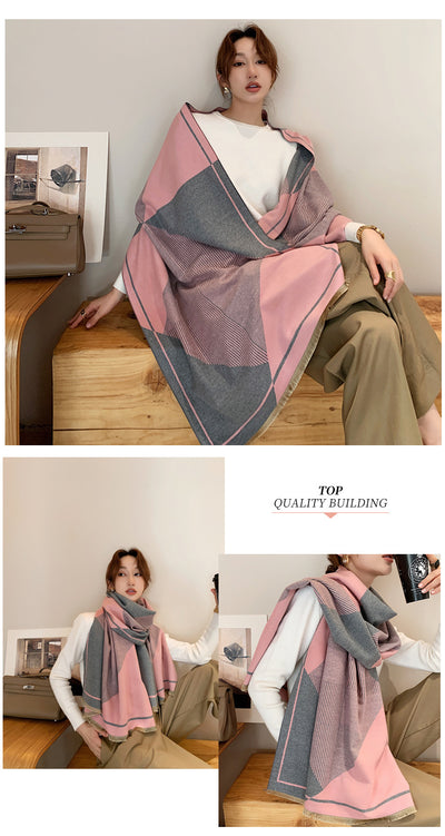 Bufanda Geométrica Reversible de Imitación Cashmere - Image 11