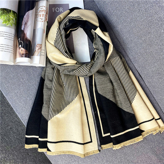 Bufanda Geométrica Reversible de Imitación Cashmere - Image 22